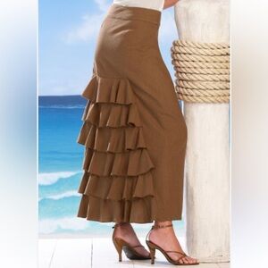 Vintage Brown Ruffled Maxi Skirt